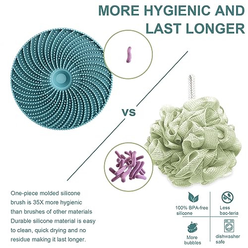 INNERNEED Silicone Body Scrubber & Exfoliating Bath Brush, Green and Pink