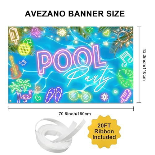 Colorful Pool Party Banner - 70.8 x 43.3 Inch Backdrop