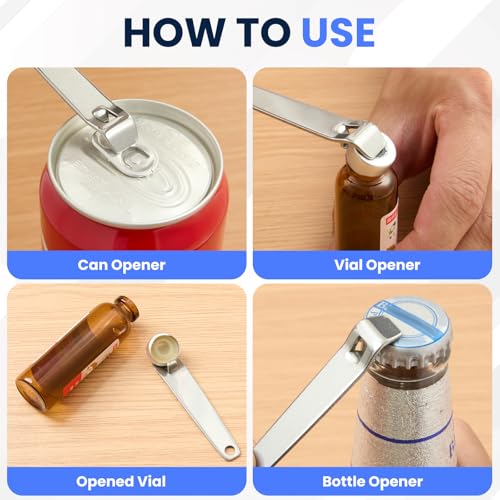 4-Pack Stainless Steel Vial and Bottle Opener Set
