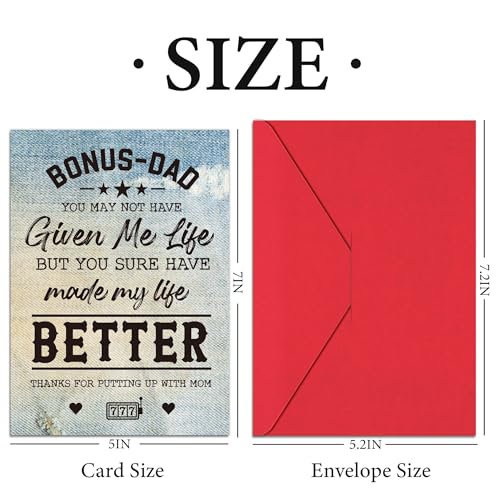 Bonus Dad Father's Day Card - Heartfelt Humor & Premium Quality