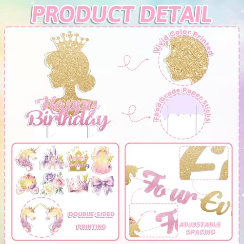 Princess Birthday Decorations Set - 35PCS for 4th Birthday