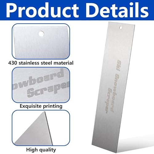 2 Pcs Stainless Steel Ski Scrapers, Snowboard Scraper Repair Tool, Ski Snowboard Scraper for Base Maintenance and Smoothing