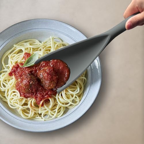XiaoZu 12.6" Silicone Cooking Spoon Spatula - Grey, 2-Piece Set