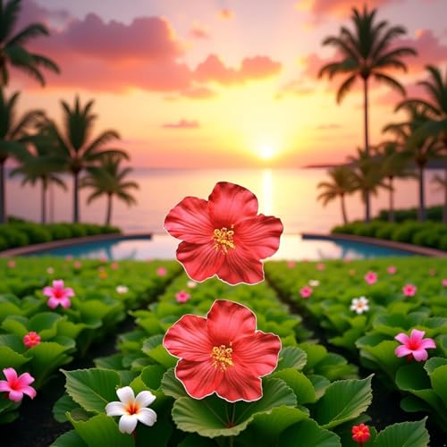 Mozff Red Hawaiian Plumeria Flower Hair Clip 8cm Tropical Hair Accessory 2Pcs