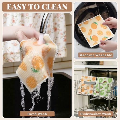 Homaxy Swedish Dishcloths - 6 Pack Reusable, Absorbent & Odor-Free