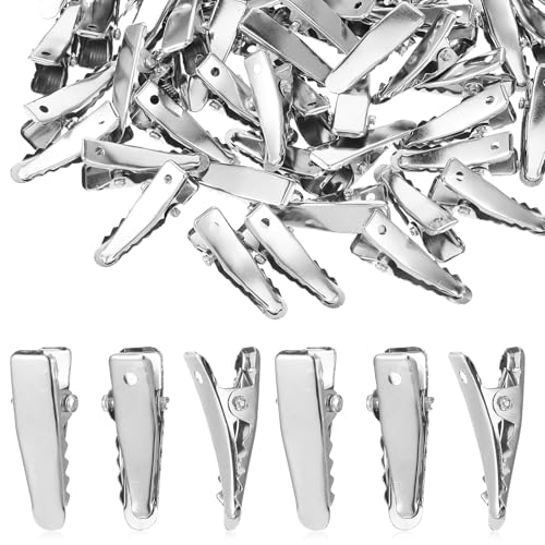 100pcs Small Metal Alligator Hair Clips Silver for DIY Crafts and Hair Bows