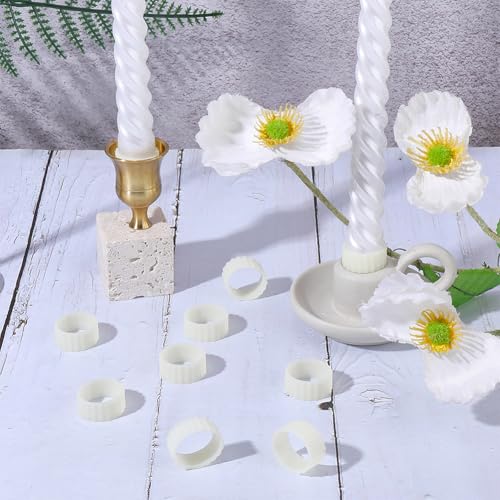 20 Pcs Silicone Candle Grippers - Beige Candle Base Sleeves