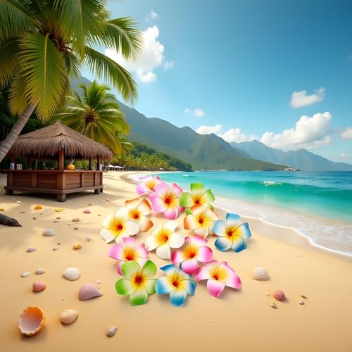 Hawaiian Plumeria Flower Hair Clips 7cm Multicolor Tropical Hair Barrettes 10 Pack