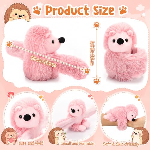 Kids Plush Hedgehog Bracelets - 8 Pack Soft Collectible Toys for Children