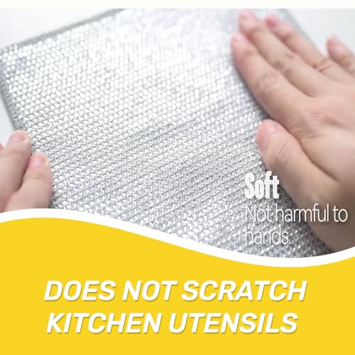 6 Pack Non-Scratch Wire Dish Cloths - Triple-Layer Kitchen Scrubbers