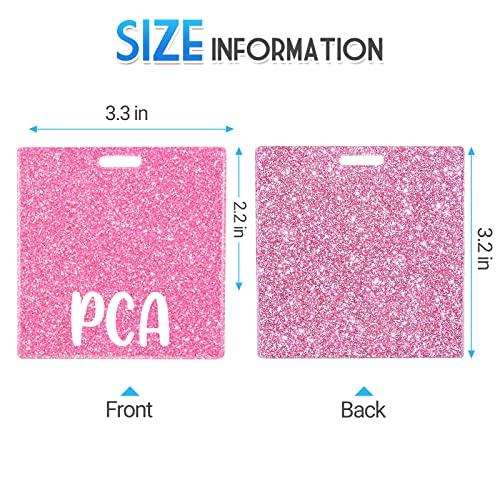 Plifal Pink Nurse Badge Buddy Card Holder Glitter Horizontal ID Tag for Personal Care Assistants