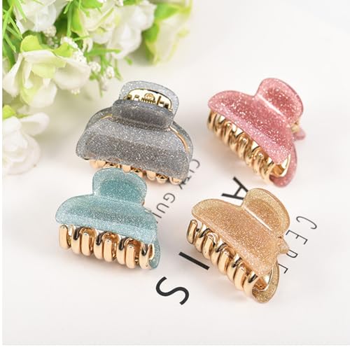 SYBL Small Acrylic Hair Claw Clips 4-Piece Non-Slip Mini Hair Barrettes