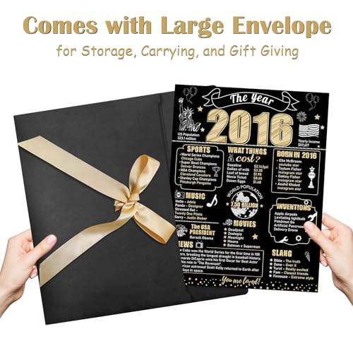 Large 10th Birthday Card - Black Gold 2016 Themed Guest Signature Book