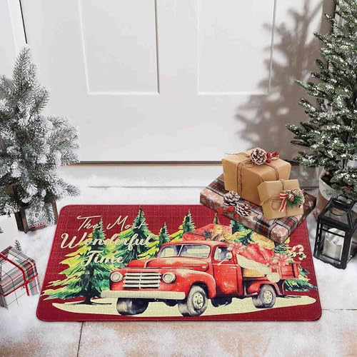 Christmas Doormat 30"x17" Red - Non-Slip Holiday Decor