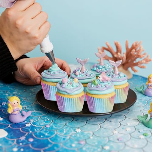 Glavatrix 100PCS Mermaid Cupcake Liners, Under The Sea Baking Cups