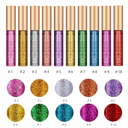 Dragonranee Liquid Glitter Eyeliner Waterproof Metallic Shimmer Eyeshadow Dark Golden