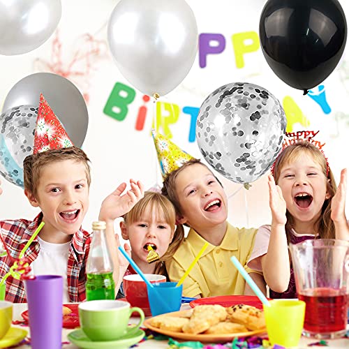100pcs 12-Inch Metallic & Confetti Balloons for Party Decor