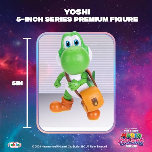 JAKKS Pacific Super Mario Galaxy Yoshi Action Figure with Accessories, 5-inch Collectible Toy