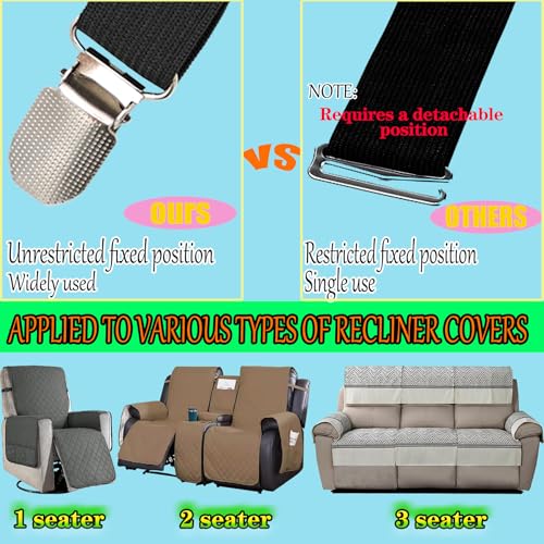 Adjustable Elastic Sofa Cover Straps - 4 Pack Non-Slip Furniture Fasteners
