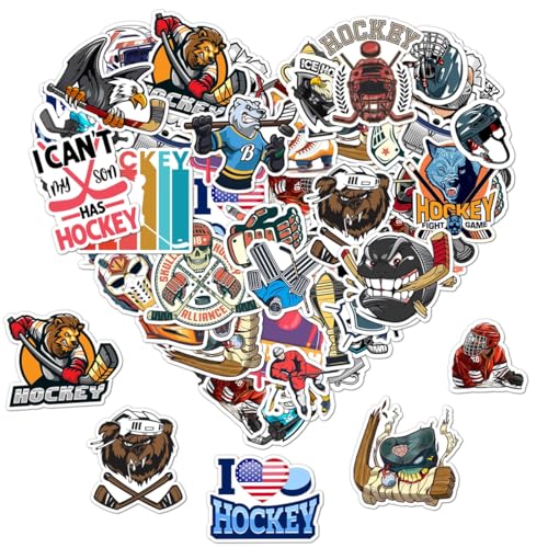 50 Pack Waterproof Ice Hockey Stickers for Water Bottles & Laptops