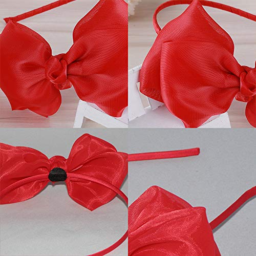 WLBON Red Bow Headband Hair Hoop for Halloween, Christmas and Party Costumes