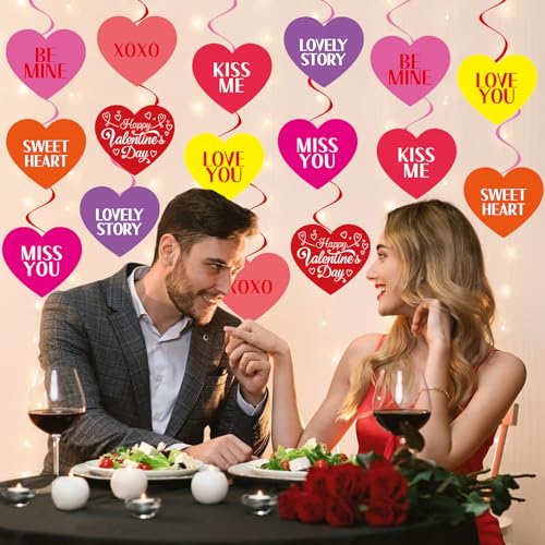 40Pcs Valentine's Day Hanging Swirl Decorations - Heart Theme Party Decor
