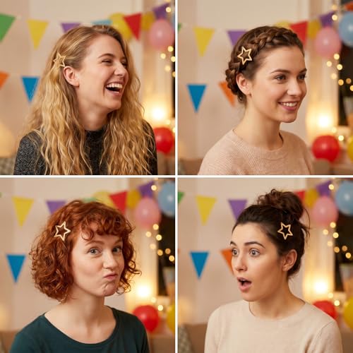 Azefnuhk Gold Star Hair Clips 30-Piece Metal Snap Barrettes for Women Y2K