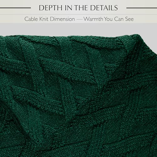 Deep Green Knitted Throw Pillow Cover - 18" x 18" Cozy Decor