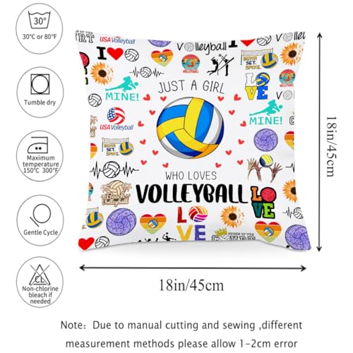 Volleyball Throw Pillow Cover - 18x18 Inch Inspirational Gift for Players