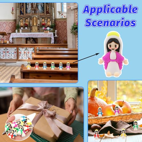 30pcs Mini Virgin Mary Figurines - Multicolor Religious Party Favors