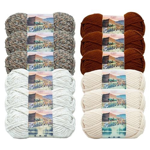 Lion Brand Hometown Super Bulky Yarn 12 Skeins Harvest Pack - Thick Knitting & Crocheting