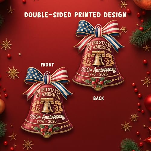 Red 250th Anniversary Liberty Bell Ornament | USA Patriotic Decor