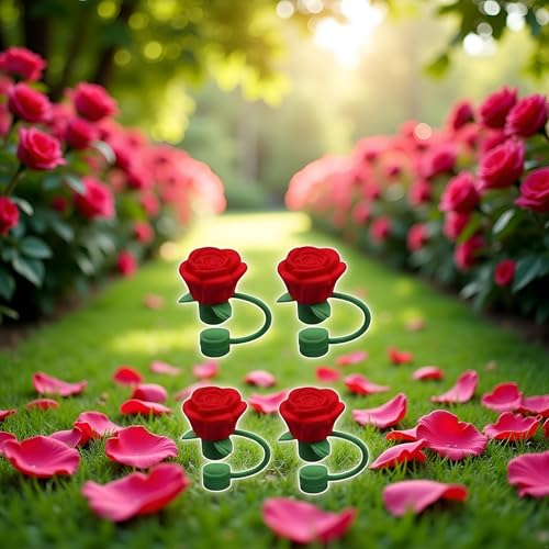 Silicone Rose Flower Straw Covers for Stanley Cup 4-Pack