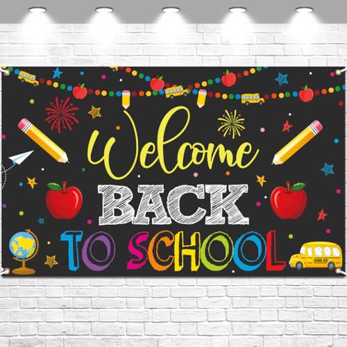 Welcome Back to School Banner - Black Vinyl Party Decoration