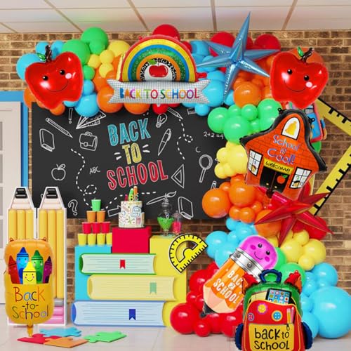 Back to School Balloons - 7 Pack Foil Decorations for Kids