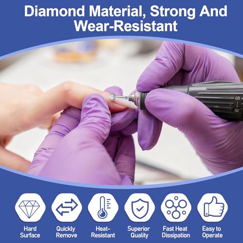 Exircy 10-Piece 5mm Safety Ball Cuticle Drill Bits - 3/32" Diamond Nail File Bits for Salon Manicure