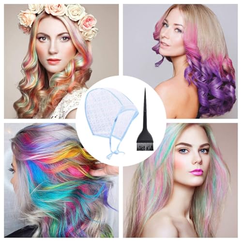 Professional Hair Dyeing Kit with Highlighting Caps Hooks and Brushes