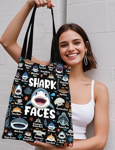 Shark Canvas Tote Bag for Women | Cute Reusable Shopping Bag