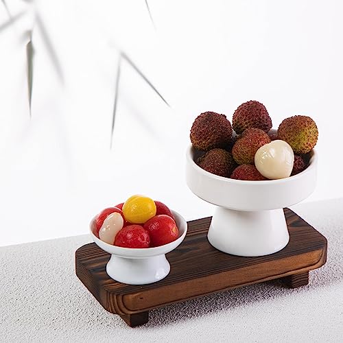 FLYIEE Natural Wood Soap Tray - Decorative Riser for Kitchen & Bath