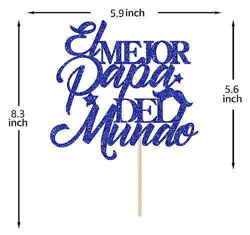 Blue Glitter Cake Topper for Father's Day - Happy Dad Birthday Decoration