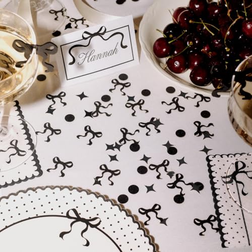 xo, Fetti Small Black Bow Glitter Confetti 200 pcs Bachelorette Birthday Decor