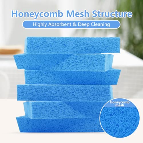 Blue Biodegradable Kitchen Sponges 6 Pack Large Size Eco-Friendly Dish Scrubbers