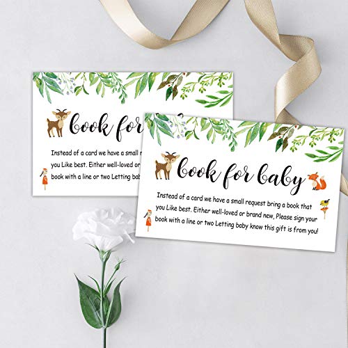 Woodland Floral Baby Shower Book Request Cards - 50 Pack