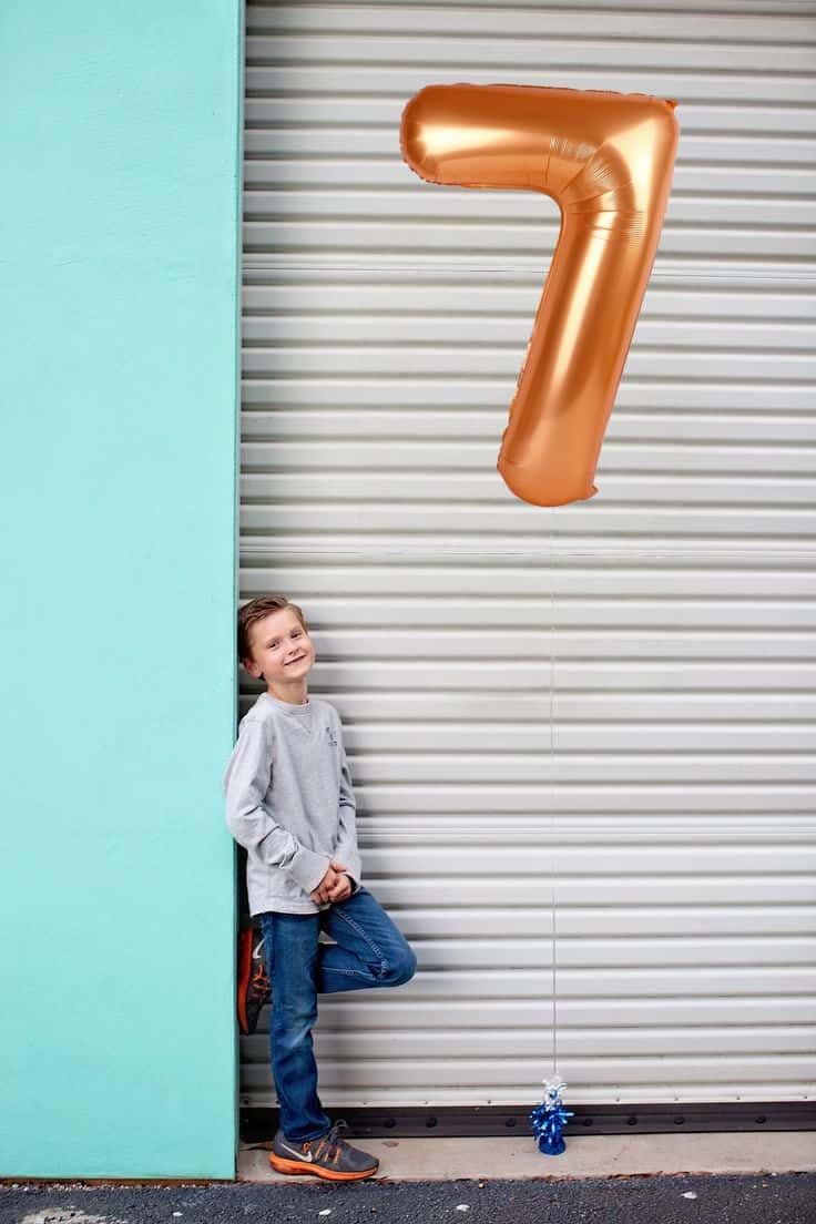 Orange Number 7 Balloon - 40 Inch Giant Foil Balloon for 7th Birthday Party Decorations