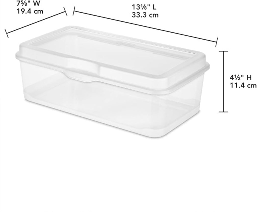 Sterilite 12-Pack Clear Flip-Top Stackable Storage Bins - Convenient Hinging Lid Design