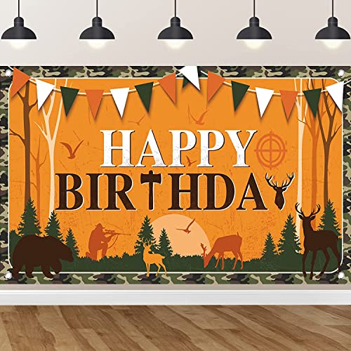 Camo Hunting Birthday Party Banner Backdrop 70x47 Inch