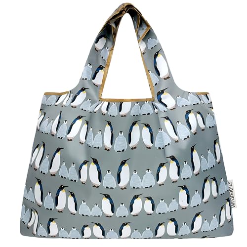 Allydrew Large Foldable Tote Bag - Reusable Grocery Bag with Penguins