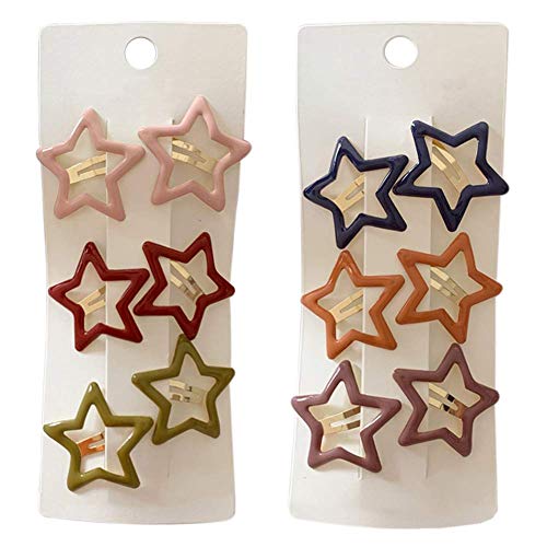 Pinksee 12 Pcs Metal Star Snap Hair Clips Barrettes for Women Girls