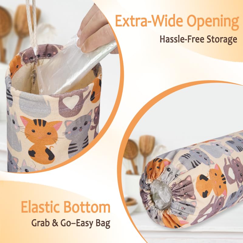 Cat Plastic Bag Holder - Cute Wall Mount Grocery Bag Dispenser