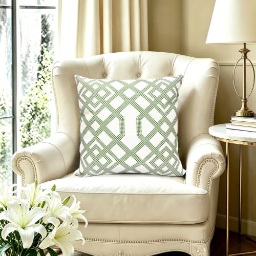 GOMYHOME Boho Geometric Throw Pillow Covers, Green 18x18 Set of 2